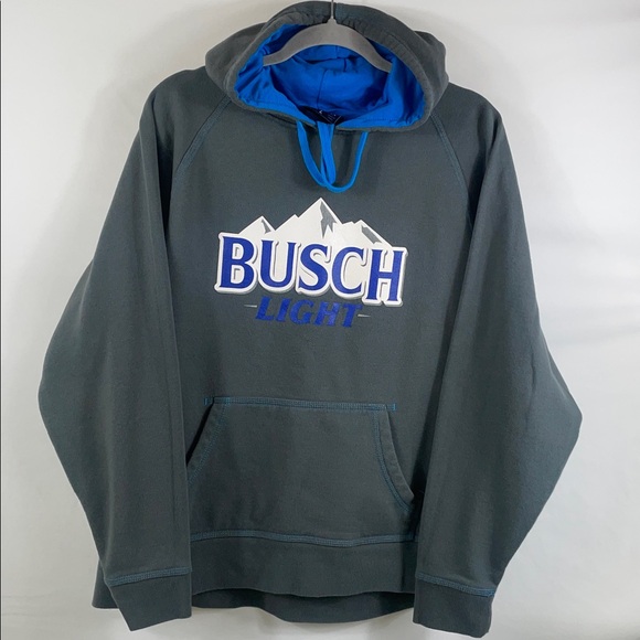 Busch Light, Blue and Gray Hoodie with a large pocket. Size Large - Picture 1 of 4